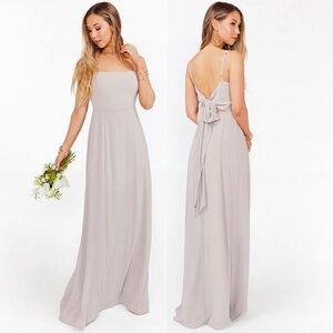 Show Me Your Mumu Lauren Tie Back Soft Beige Chiffon Bridesmaid Maxi Dress